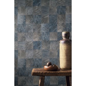 PAPEL PINTADO CASAMANCE VEGETAL ABALÉ AZUL