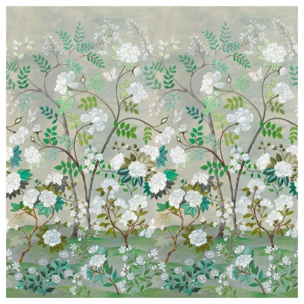 MURAL DESIGNERS PORCELAINE FLEUR ORIENTALE CELADON
