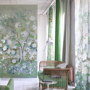 MURAL DESIGNERS PORCELAINE FLEUR ORIENTALE CELADON