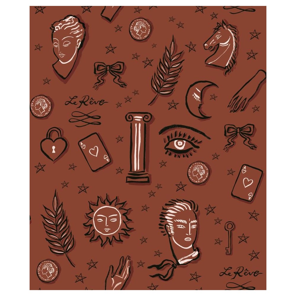 PAPEL PINTADO COORDONNE 40 AN LABANDA TEJA/NEG/BL