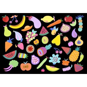 MURAL COORDONNE 40AN ZOSEN NEGRO/AMAR/VER/FUSHIA