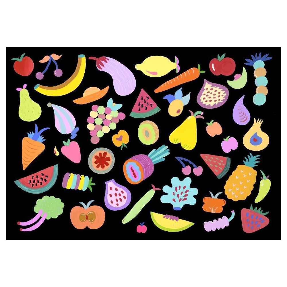 MURAL COORDONNE 40AN ZOSEN NEGRO/AMAR/VER/FUSHIA