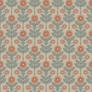 PAPEL PINTADO TRES TINTAS LYCKEBO GRIS/BEIGE/CORAL