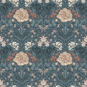 PAPEL PINTADO TRES TINTAS LYCKEBO AZUL/CREMA/TEJA