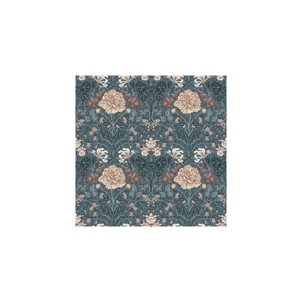 PAPEL PINTADO TRES TINTAS LYCKEBO AZUL/CREMA/TEJA