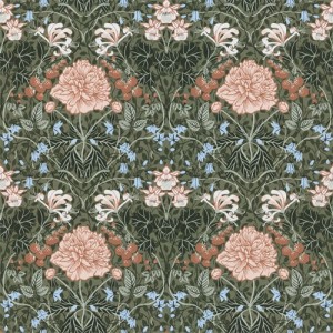 PAPEL PINTADO TRES TINTAS LYCKEBO VERDE/TEJA/AZUL