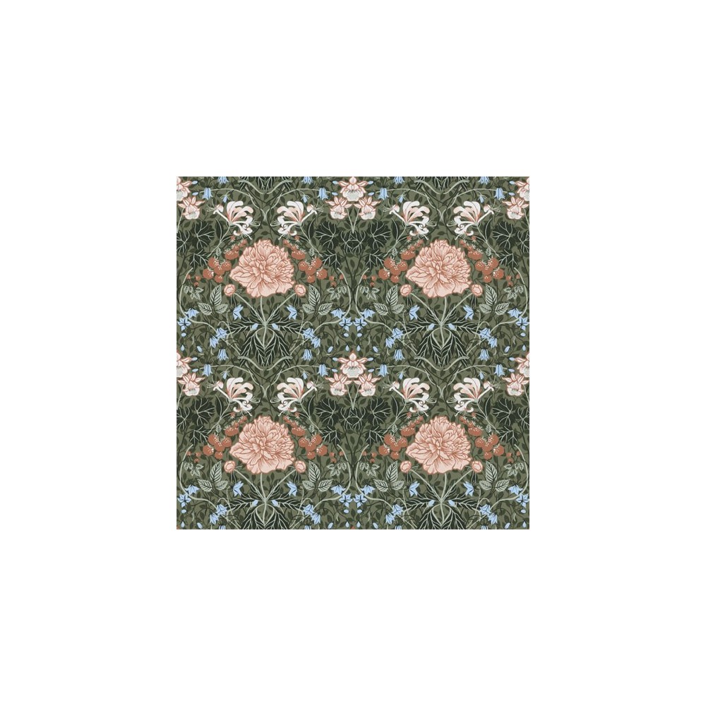 PAPEL PINTADO TRES TINTAS LYCKEBO VERDE/TEJA/AZUL