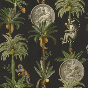 PAPEL PINTADO COORDONNE MAXIMALISM LEMURS NEG/VER