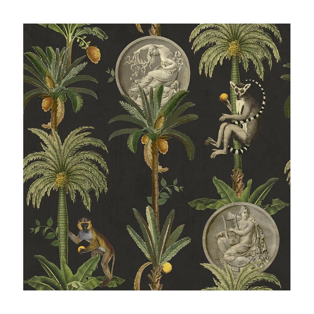 PAPEL PINTADO COORDONNE MAXIMALISM LEMURS NEG/VER