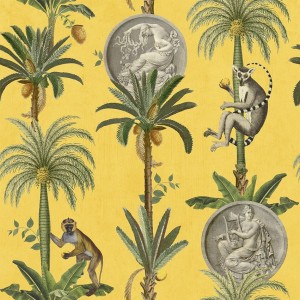 PAPEL PINTADO COORDONNE MAXIMALISM LEMURS AMA/VERD