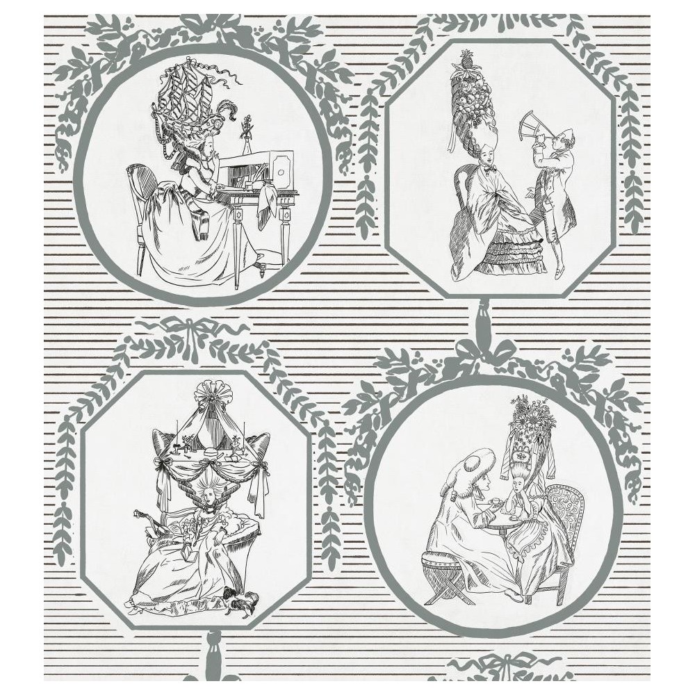 PAPEL PINTADO COORDONNE MAXIMALISM THEATRE BLAN/GR