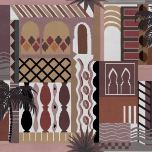 PAPEL PINTADO COORDONNE WANDER MAJORELLE MARR/NEGR