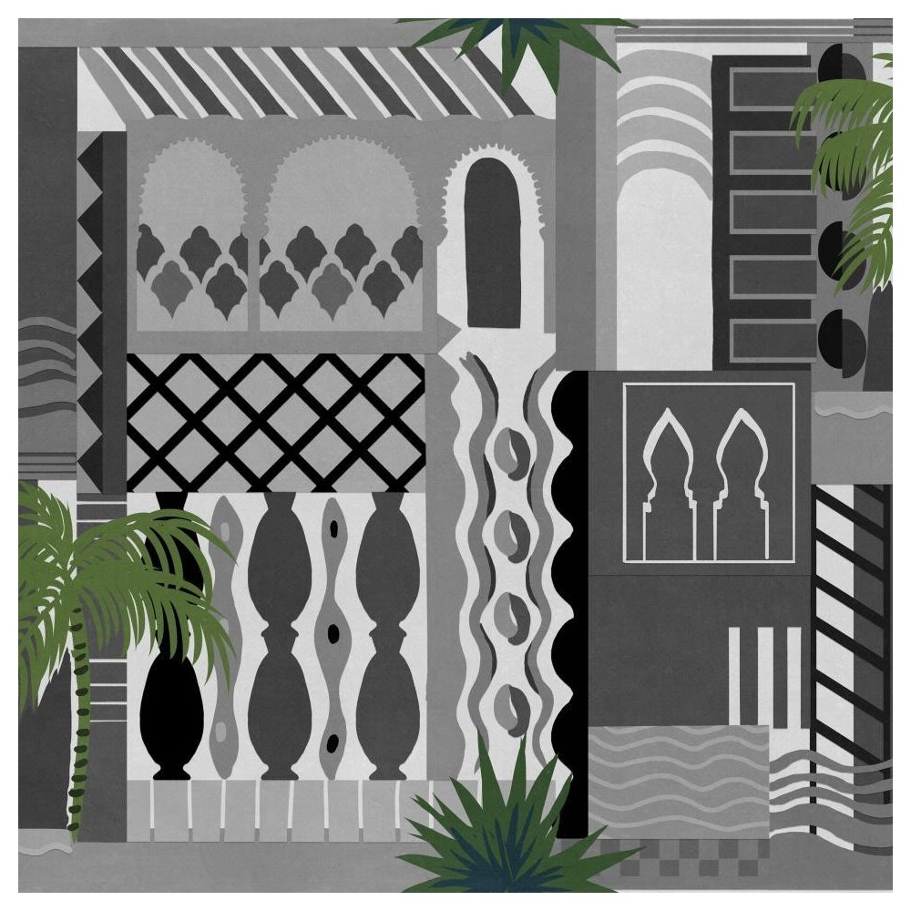 PAPEL PINTADO COORDONNE WANDER MAJORELLE GRIS/NEGR