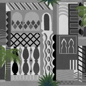 PAPEL PINTADO COORDONNE WANDER MAJORELLE GRIS/NEGR
