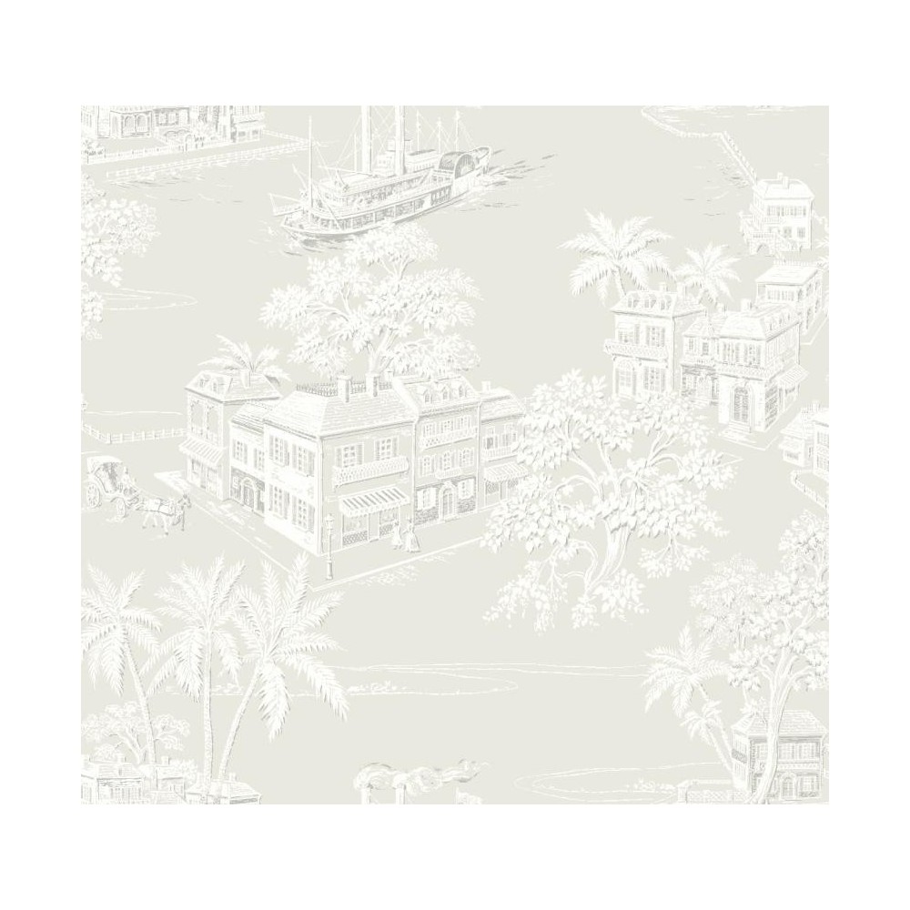 PAPEL PINTADO LA MAISON CHARLESTON BLANCO/PIEDRA