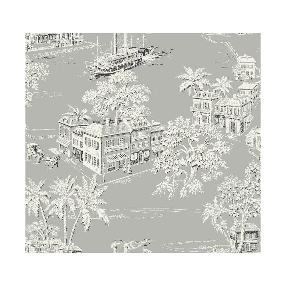 PAPEL PINTADO LA MAISON CHARLESTON GRIS/BLAN/NEGRO