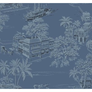 PAPEL PINTADO LA MAISON CHARLESTON AZUL/NEGRO