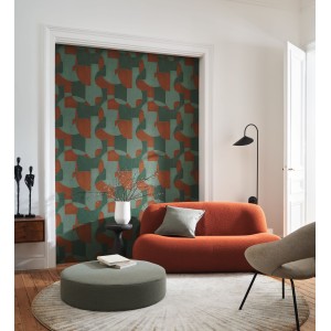 PAPEL PINTADO CASADECO GALLERY OP ART VERDE/TEJA