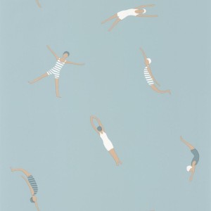 PAPEL PINTADO CASELIO ONLY BLUE FUNNY SWIM CELESTE