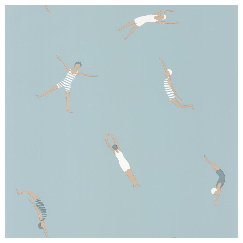 PAPEL PINTADO CASELIO ONLY BLUE FUNNY SWIM CELESTE