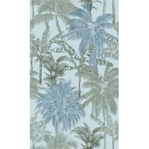 PAPEL PINTADO COORDONNE BRAZIL PALMS CAQUI AZ/VER
