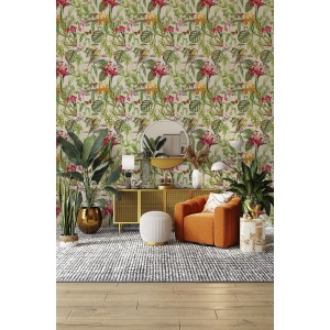 PAPEL PINTADO COORDONNE BRAZIL PARROTS MULTICOLOR