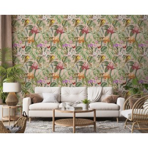 PAPEL PINTADO COORDONNE BRAZIL PARROTS MELOCOTON