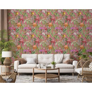 PAPEL PINTADO COORDONNE BRAZIL PARROTS ROSA