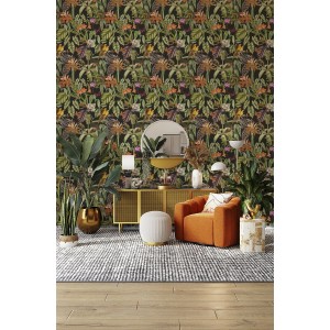 PAPEL PINTADO COORDONNE BRAZIL PARROTS ANTRACITA