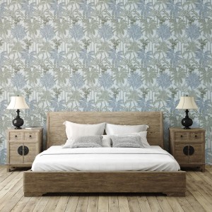 PAPEL PINTADO COORDONNE BRAZIL PALMS CAQUI AZ/VER