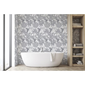 PAPEL PINTADO COORDONNE BRAZIL PALMS PLOMO BL/GR