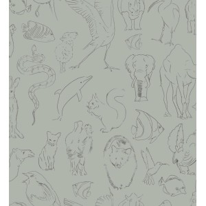PAPEL PINTADO COORDONNE RANDOM KIDS ZOOLOGY AQUA